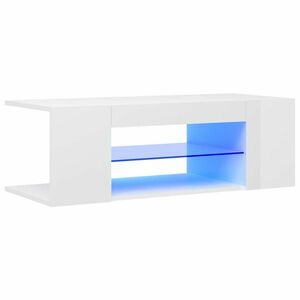 vidaXL magasfényű fehér TV-szekrény LED lámpákkal 90 x 39 x 30 cm kép