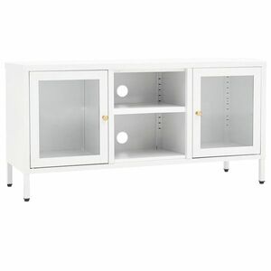 vidaXL fehér acél és üveg TV-szekrény 105 x 35 x 52 cm kép