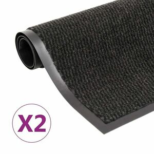vidaXL 2 db fekete négyszögletes bolyhos szennyfogó szőnyeg 60 x 90 cm kép