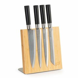 Klarstein Késtartó állvány, ferde, mágneses, 4 - 6 kés részére, bambusz, rozsdamentes acél kép