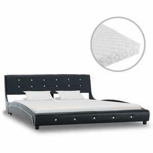 vidaXL fekete műbőr ágy matraccal 160 x 200 cm kép
