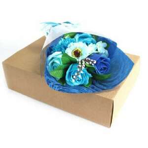 Mini szappanvirág csokor dobozban - Kék - MS-406 kép