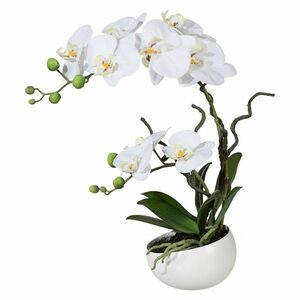 Mű orchidea virágtartóban, fehér, 42 cm kép