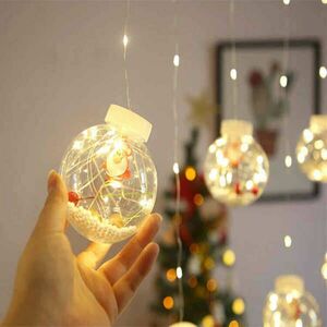 3 m 10 Golyós Karácsonyi Dekoratív 3D LED Függöny Melegfehér kép