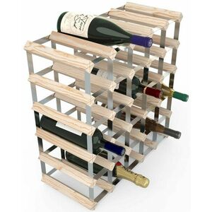 RTA bortartó állvány 30 borosüvegnek, natúr fenyőfa - horganyzott acél / lapra szerelve kép