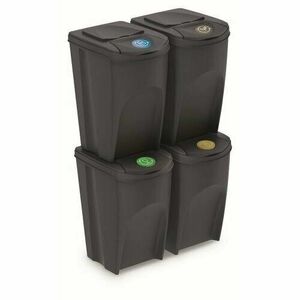 Sortibox szelektív hulladékgyűjtő kosár 35 l, 4 db-os, szürke kép