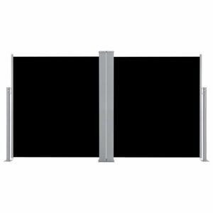 vidaXL fekete behúzható dupla oldalsó teraszi napellenző 170 x 600 cm kép