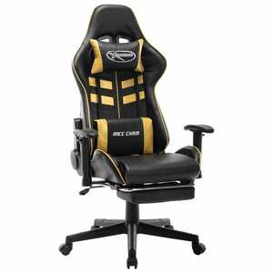vidaXL fekete és aranyszínű műbőr gamer szék lábtámasszal kép