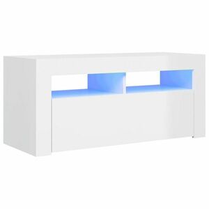 vidaXL magasfényű fehér TV-szekrény LED lámpákkal 90x35x40 cm kép