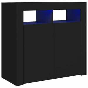 vidaXL fekete tálalószekrény LED-világítással 80 x 35 x 75 cm kép