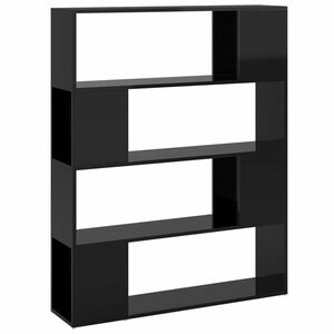 vidaXL magasfényű fekete térelválasztó könyvszekrény 100 x 24 x 124 cm kép