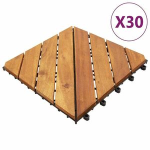 vidaXL 30 db barna tömör akácfa padlólap 30 x 30 cm kép
