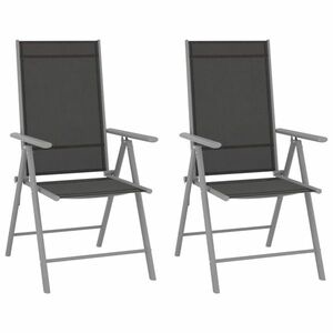 vidaXL 2 db fekete összecsukható textilén kerti szék kép