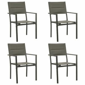 4 db antracitszürke textilén és acél kerti szék kép