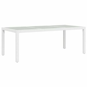 vidaXL fehér polyrattan és edzett üveg kerti asztal 190 x 90 x 75 cm kép