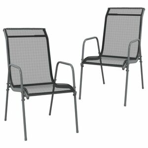 vidaXL 2 db fekete acél és textilén kerti szék kép