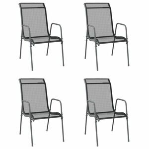 vidaXL 4 db fekete acél és textilén kerti szék kép