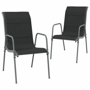 vidaXL 2 db fekete acél és textilén kerti szék kép