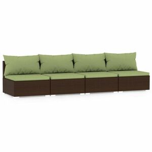 vidaXL 4 személyes barna polyrattan kanapé párnákkal kép