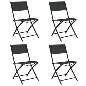 vidaXL 4 db fekete acél és textilén összecsukható kültéri szék kép
