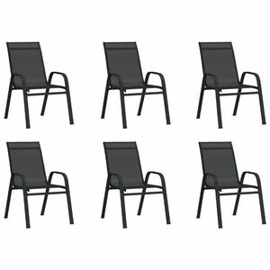 vidaXL 6 db fekete textilén rakásolható kerti szék kép
