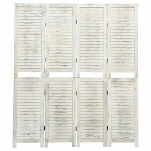 vidaXL antik fehér 4-paneles tömör faparaván 140 x 165 cm kép