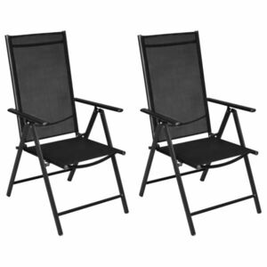 vidaXL 2 db fekete összecsukható alumínium és textilén kerti szék kép