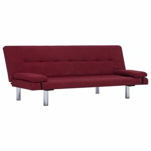vidaXL 282191 Sofa Bed with Two Pillows Wine Red Polyester kép