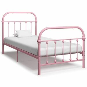 vidaXL rózsaszín fém ágykeret 200 x 200 cm kép