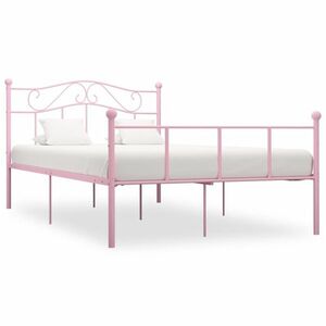 vidaXL rózsaszín fém ágykeret 120 x 200 cm kép