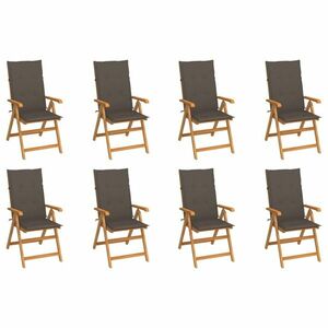 8 db dönthető tömör tíkfa kerti szék párnákkal kép