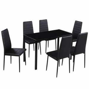 vidaXL 7 darabos fekete étkező asztal szett kép