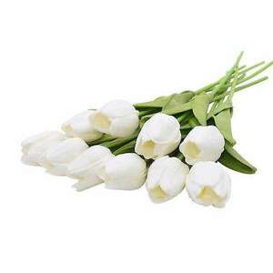 Tulipán Művirág 10 szálas - fehér kép