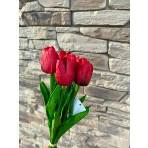 Tulipán Művirág 10 szálas csokorban - piros kép