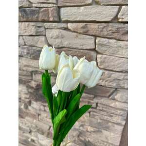 Tulipán Művirág 10 szálas csokorban - krém kép