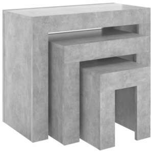 vidaXL 3 db betonszürke forgácslap rakásolható dohányzóasztal kép