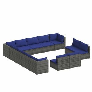 vidaXL 13 részes szürke polyrattan kerti ülőgarnitúra párnákkal kép