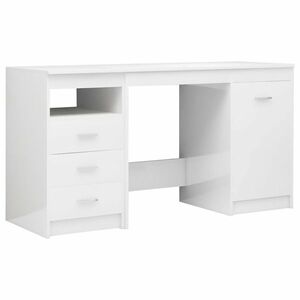vidaXL magasfényű fehér forgácslap íróasztal 140 x 50 x 76 cm kép