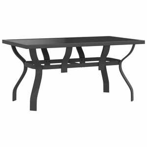 vidaXL szürke és fekete acél és üveg kerti asztal 140x70x70 cm kép