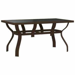 vidaXL barna és fekete acél és üveg kerti asztal 140x70x70 cm kép