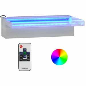 vidaXL rozsdamentes acél vízeséskifolyó RGB LED-ekkel 30 cm kép