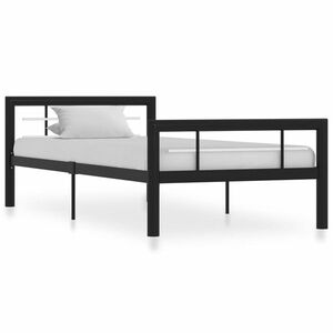 Fekete és fehér fém ágykeret 100 x 200 cm kép