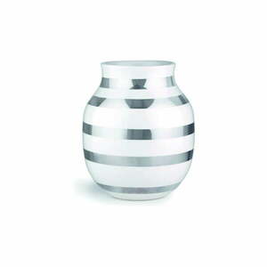 Omaggio fehér agyagkerámia váza ezüstszínű részletekkel, magasság 20 cm - Kähler Design kép