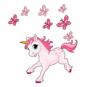 Pink Unicorns and Papillons gyerek falmatrica - Ambiance kép