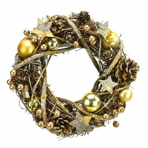 Luccio karácsonyi rattan koszorú, arany, átmérő: 24 cm kép