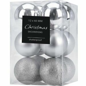 Agira karácsonyi dísz készlet, 12 darabos, ezüst, átmérő: 6 cm kép