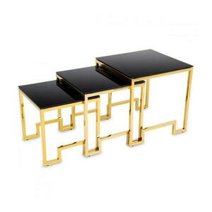 HowHomely KÉSZLET 3x Kávésasztal SAMMEN arany/fekete kép