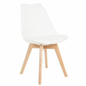 Modern műanyag szék üléspárnával, bükk - fehér - CARDIFF - Butopêa kép