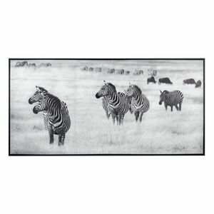 Keretezett falikép, zebracsorda, 58x118 cm, fekete-fehér - ZEBRES - Butopêa kép