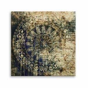 Vászon falikép, orientális mintával, 65x65 cm, kék-barna - FRESQUE - Butopêa kép